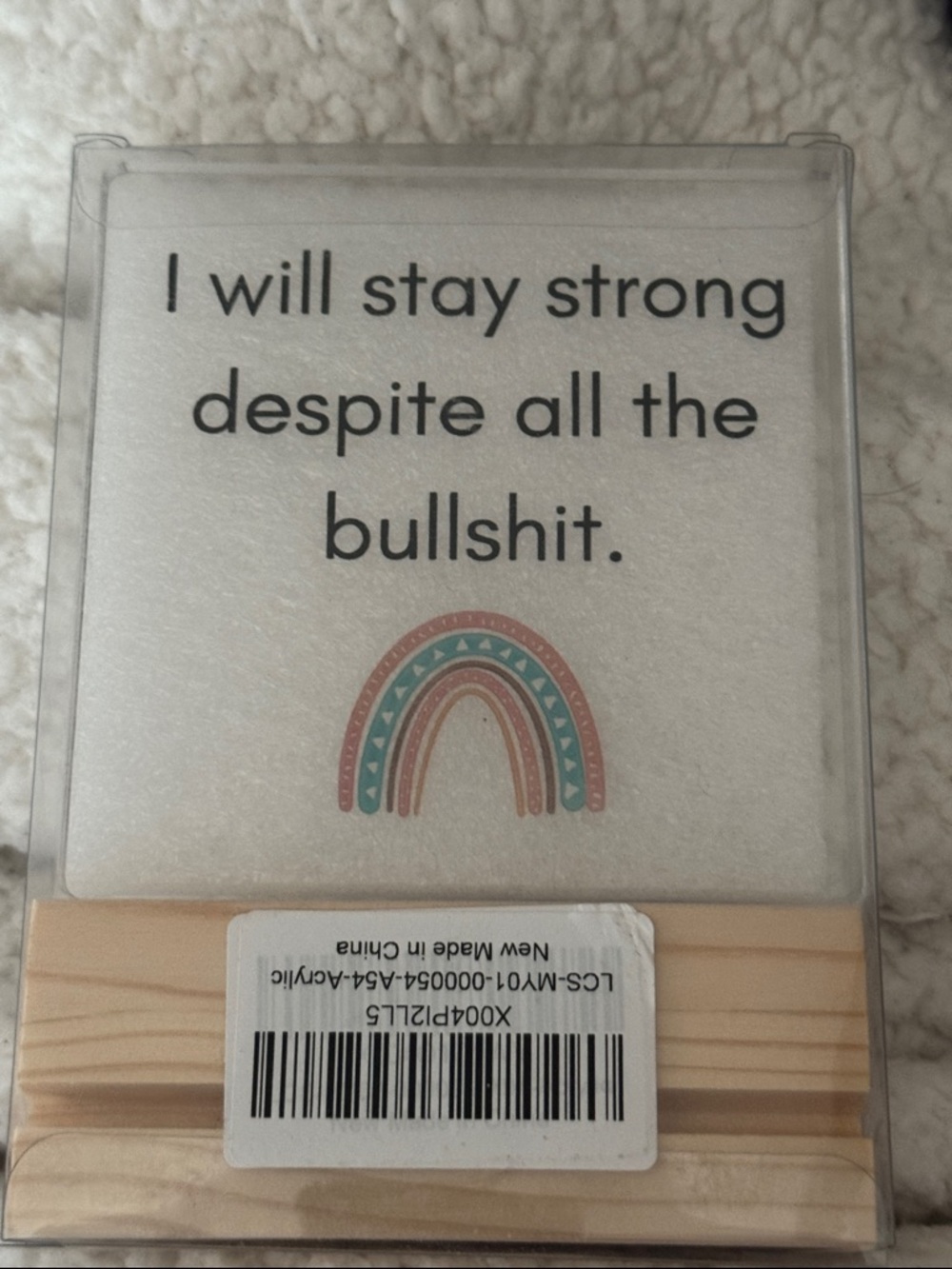 Inspirational Rainbow Desk‎ Sign — White with Pastel Accent